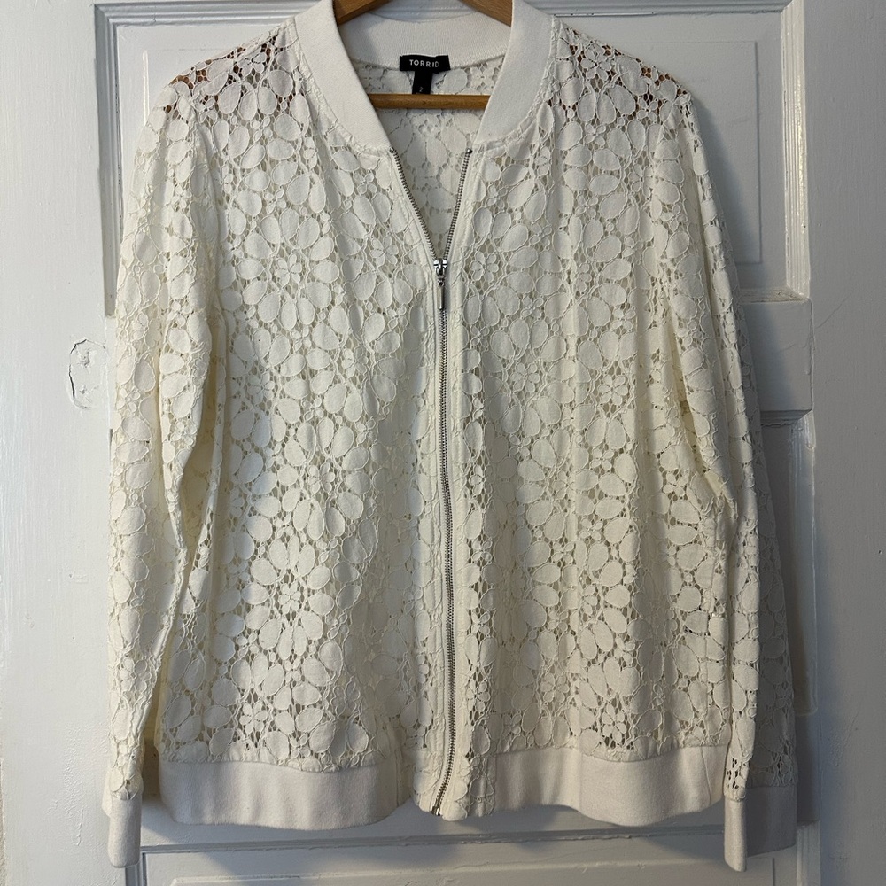 White Lace zip up jacket Torrid brand